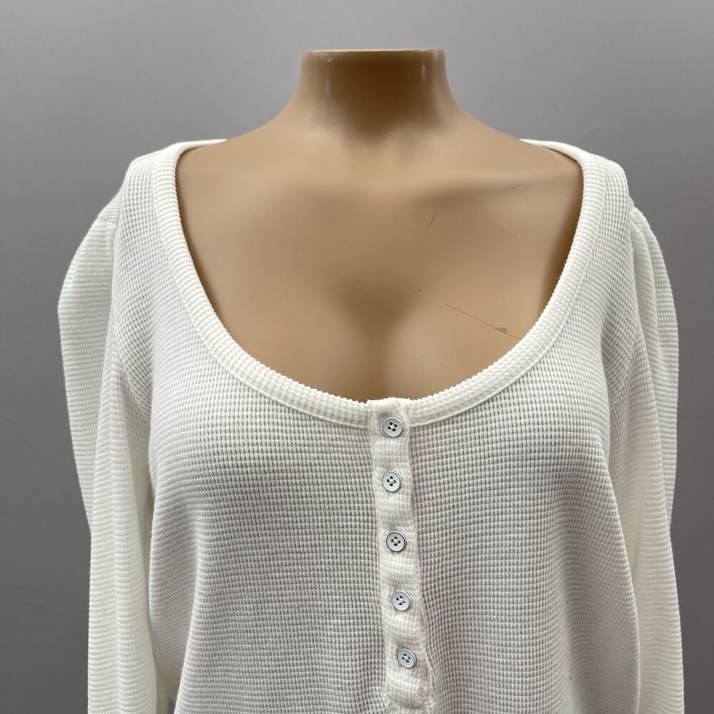 Paige Daniella Long Puff Sleeve Henley Top Ivory White Women's Size Small - Picture 5 of 13